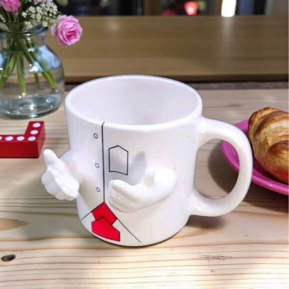 Vintage German 3D Hands Mug “Ich halt zu DiR” Support You Novelty Retro Rare - Picture 1 of 9